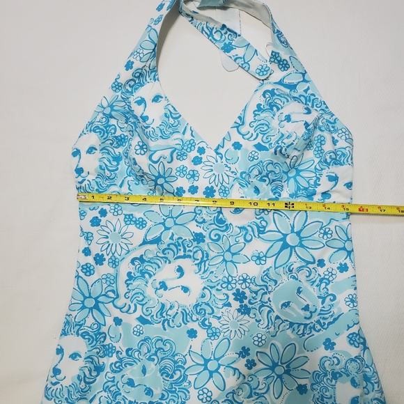 Lilly Pulitzer Halter Top Dress Blue Lion Print White Label - Picture 6 of 7